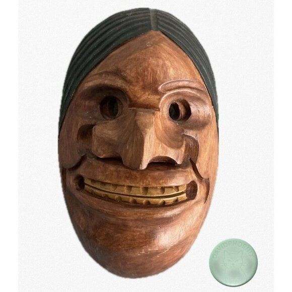 Handmade Wooden Wall Mask Colombia Inspired by Maya Indigenous Tribe Ethnic Art - Picture 1 of 5